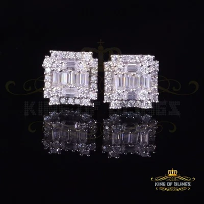 Men's/Women's 925 Silver White 0.50ct VVS 'D' Moissanite Baguette Stud Earrings - Image 1 of 4