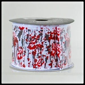 Celebrate it Halloween Blood Spatter 2 1/2" x 20 ft Wired Ribbon 195158187199 Nu - Picture 1 of 2