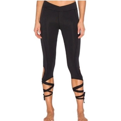 Free People Movement Turnout Tie Up Black Leggings Capri XS Workout Yoga Gym - Image 1 of 4