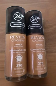 2 Revlon Colorstay Long Wear 24hr Combination/Oily Skin Foundation 370 TOAST New - Picture 1 of 1