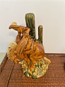Vintage Royal Haeger Bucking Bronco Cowboy Figurine, Ceramic 12.5" tall, MCM - Picture 1 of 11
