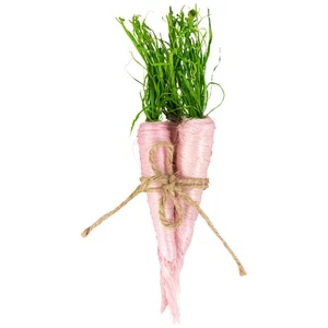 Northlight Straw Carrot Easter Decorations - 9"- Pink and Green - Set of 3 - Picture 1 of 6