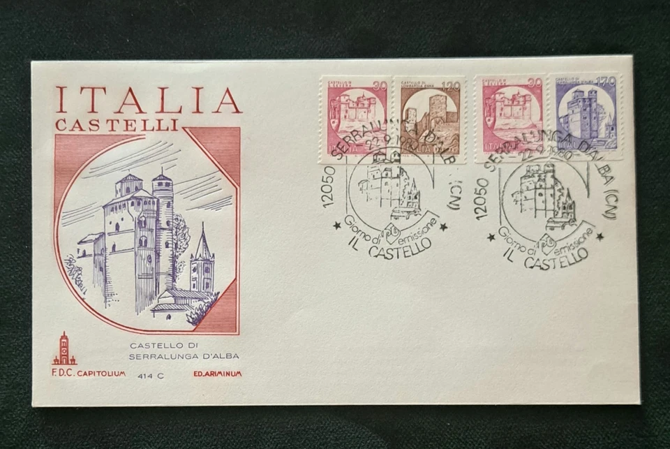 Italia busta primo giorno francobollo " Castelli D'Italia " Serie Del 1980 - Immagine 1 di 1