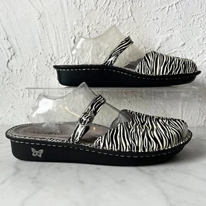 Alegria PG-Lite Zebra Print Patent Leather Mule Wedge Heel - Women's Size 41 - Picture 1 of 8