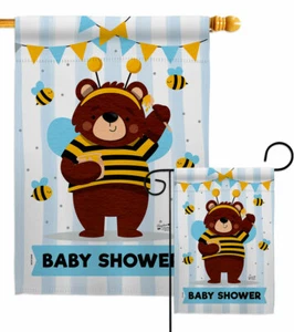 Baby Bear Shower Garten Flagge Neugeborenes Feier Deko Hof Haus Banner - Bild 1 von 17