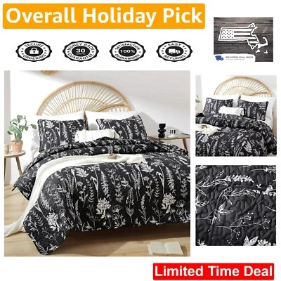 Lujoso Juego de Edredón Floral Botánico - Suave y Ligero - Talla Queen 3 Piezas Foto 1 de 4