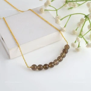 Vendita festa della mamma quarzo fumè pietra preziosa moglie collana perline argento sterling 925 - Foto 1 di 6