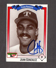 Juan Gonzalez 1993 Keebler Texas Rangers authentic autographed card