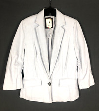 ELEVENSES Anthropologie LINEN BLEND Ruched Sleeves POWDER BLUE Blazer/Jacket 4