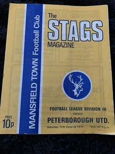 1975 Mansfield Town V Peterborough Football Programme - Picture 1 of 2