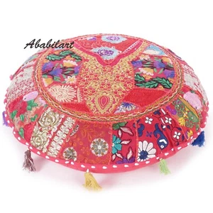 32 In Red Cotton Floor Cushion Cover Bohemian Floor Cushion Cover Decorative - Picture 1 of 7