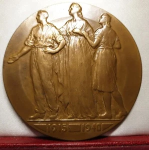 1915 1940 WW1 rare Belgium 75mm Medal war orphans signed Theunis  - Picture 1 of 2