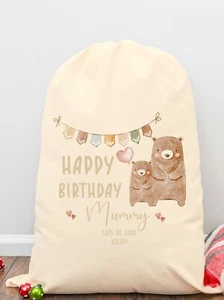 Personalised Happy Birthday Mummy Bears Gift Bag - Picture 1 of 4