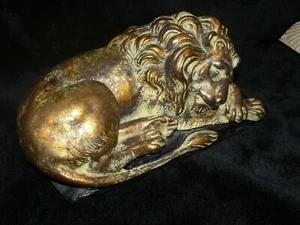 Vintage Antique Solid Cast Lion Statue copyright 1998 - Picture 1 of 4