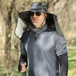 Wide Brim Solar Fan Outdoor Fishing Hat,Sunscreen Sun Hat with Fan - Picture 1 of 20