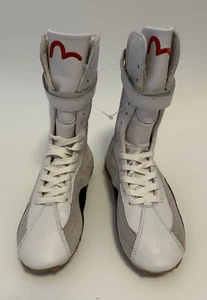 EVISU Y2K Vintage Hombre Boxeo Blanco Cuero Cordones Entrenador Zapatillas Altas - Imagen 1 de 13