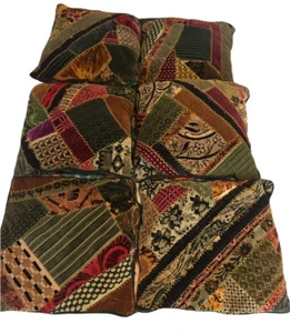 Set Of 6 Antique Crazy Quilt Textile Throw Pillows Handmade In 1918 16”x16” - Picture 1 of 9