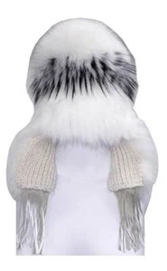 Northstar Women's White-Silver Fox Fur Fashion Beanie Hat, White/Black. H-29 - Picture 1 of 1