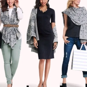 CAbi Gigi Gray Leopard Womens Sweater Cape Shawl Wrap Around Style 3115 One Size - Bild 1 von 9