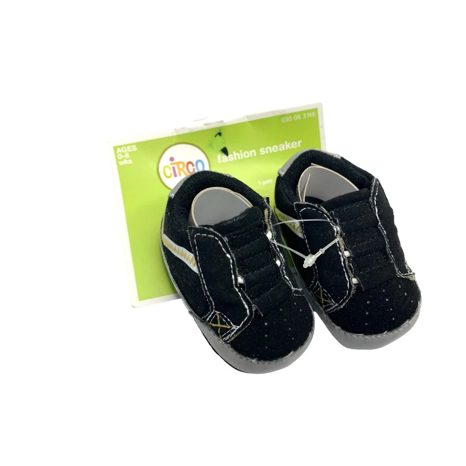 Nuevo Circo Bebé Niños Infante Talla 0 6 Meses Moda Tenis Zapatos Negro Hecho por el Hombre Foto 1 de 4