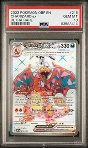 Pokémon OF 2023 llamas en-obsidian ultra raro #215 Charizard ex PSA 10 - Imagen 1 de 2