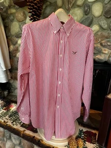 AMERICAN LIVING  SZ XL JCPENNEY Red & White Stripe Men's Long Sleeve Shirt EUC - Picture 1 of 24