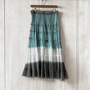 Metrowear Cotton Tiered Midi Skirt Sz M Tie Dye Fairy Boho Festival Asymmetrical - Picture 1 of 9