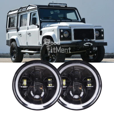 Für Land Rover Defender 110 7'' LED Scheinwerfer Blinker Fernlicht Angel Eyes - Bild 1 von 4
