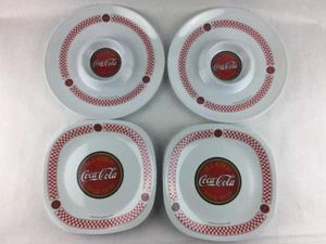 Gibson " Ice Cold Sold Here Coca Cola " 7 Plastic Plates 2 Serving Trays - Picture 1 of 4