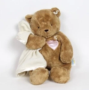 Eden Bronceado Oso de Peluche Rosa Corazón Crema Manta de Seguridad Vintage Juguete de Peluche de Peluche - Imagen 1 de 3