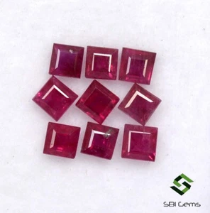 0.95 Cts Natural Ruby Square Cut 2.25 mm Lot 09 Pcs Calibrated Loose Gemstones - Picture 1 of 6