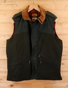Vintage Woolrich Wool Cord Fishing Hunting Vest Gilet Bodywarmer Jacket M Green - Picture 1 of 10