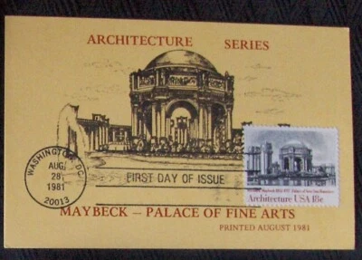 US FDC ARCHITECTURE SERIES.  MAYBECK-PAPACE of FINE ARTS 1981 - Image 1 of 2