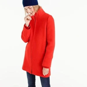 J. CREW Italian Stadium Cloth Wool Lodge Coat Vibrant Red Sz 4 - Picture 1 of 11