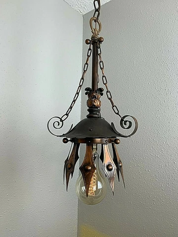 Vintage Arts and Crafts Antique Copper Finish Hanging Fixture Cover