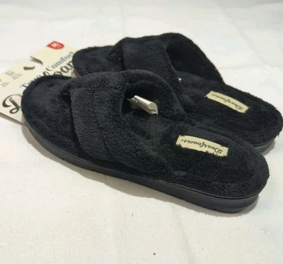 Dearfoams Women's Thong Slippers M (7/8) Black True Comfort Memory Foam NWT - Image 1 of 4