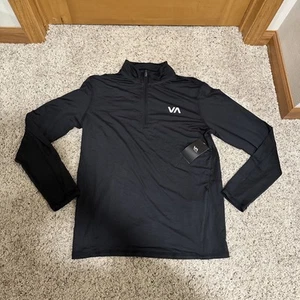 NUEVO CON ETIQUETAS RVCA Para hombres Negro Medio Deportivo Ventilación Manga Larga Cuarto Cremallera Precio de venta sugerido por el fabricante $75 - Imagen 1 de 6