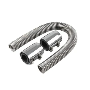 24" Durable Stainless Steel Upper or Lower Radiator Hose Kit w/ Chrome Caps - Picture 1 of 5