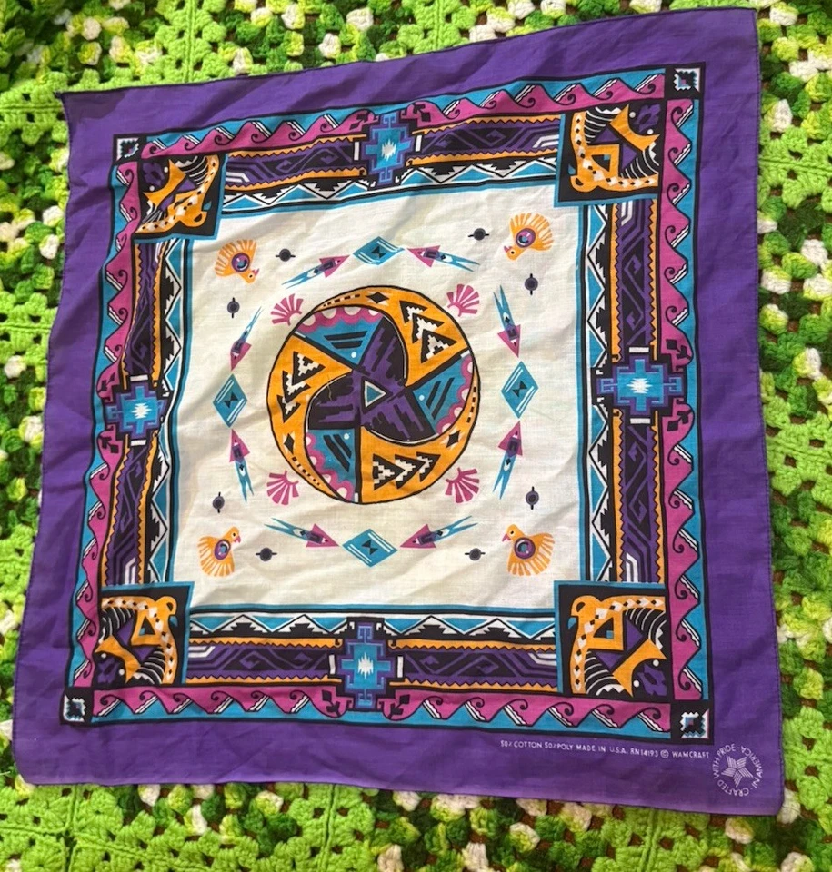 Pañuelo Bandana Vintage Wamcraft Retro SouthWestern Rockabilly Púrpura EE. UU. Foto 1 de 4