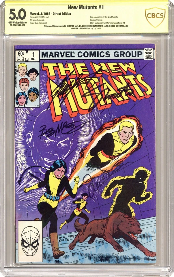 New Mutants 1D CBCS 5.0 Witnessed Sig Shooter/Claremont/McLeod/Simonson 1983 - Image 1 of 1