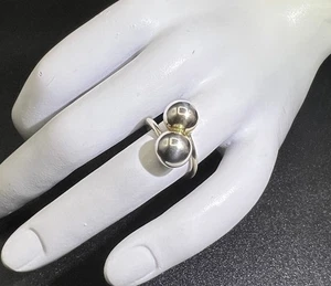Anello vintage in argento sterling con sfere di bypass, misura 5,25 - Foto 1 di 9