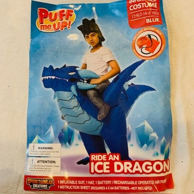 Ride on Ice Dragon Inflatable Blow Up Costume Spooktacular Creations Child 4-6yr - Image 1 of 3