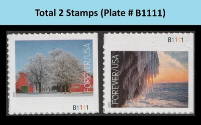 US 6040 6041 Winter Landscapes F plate single set 2 MNH 2025 - Image 1 of 3