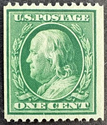 US 1908 Sc# 348 MH OG Coil Stamp Wmk. 191 Perf 12 Ben Franklin - Image 1 of 2