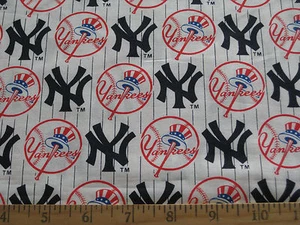 MLB New York Yankees Cotton Baseball Fabric Fat Quarter 18 Inches x 28 Inches - Picture 1 of 2