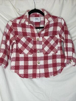 Chaqueta Zara Niñas Tejida a Cuadros Botón Chaqueta Rosa Salmón Blanco Talla 6 Nueva con Etiquetas Foto 1 de 4