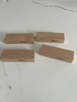 Jenga Replacement Wood Block *four Pieces Only* 1986 Milton Bradley Game Logo - Image 1 of 4
