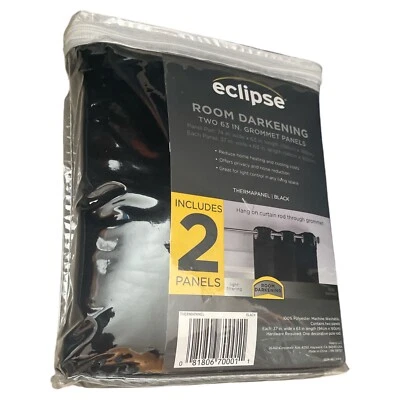 Eclipse Black Room Darkening Two 63 in Grommet Panels. - Image 1 of 3