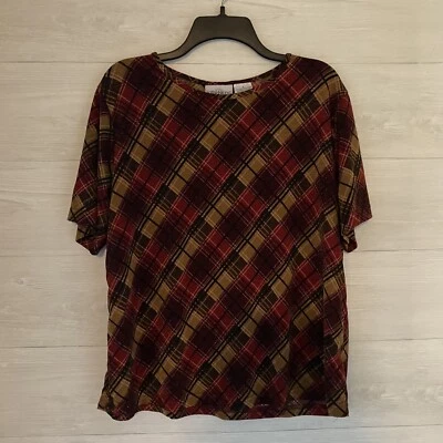 Kathy Ireland Plus Blouse Plaid W Metallic Threading Size X - Image 1 of 3