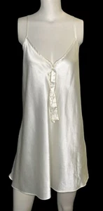 VTG Valentino Intimo Satin Silky Ivory Slip Dress Union Made Large Nightgown - Picture 1 of 10